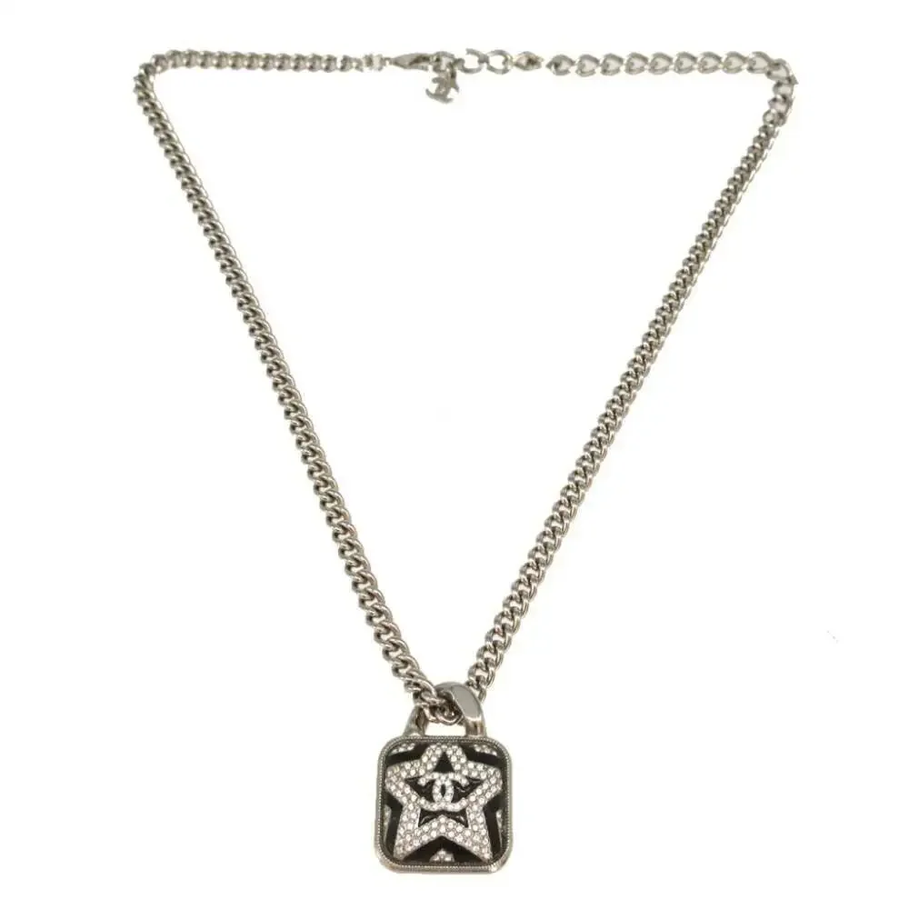 CHANEL Black Logo Necklace